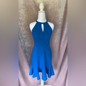 London Times Royal Blue Textured Halter Fit & Flare Dress – Size 2